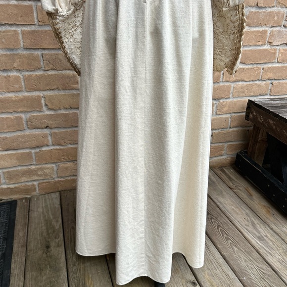 Vintage 1970s Gunne Sax Black Label Prairie style dress - burlap/cotton/ flax - Picture 14 of 15